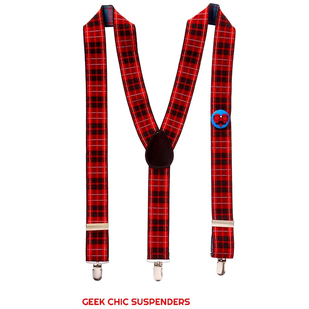 Geek Chic Red & Black Suspenders - Halloween Accessory